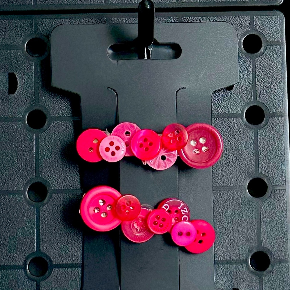 Mini Pink Button Hair Clips!